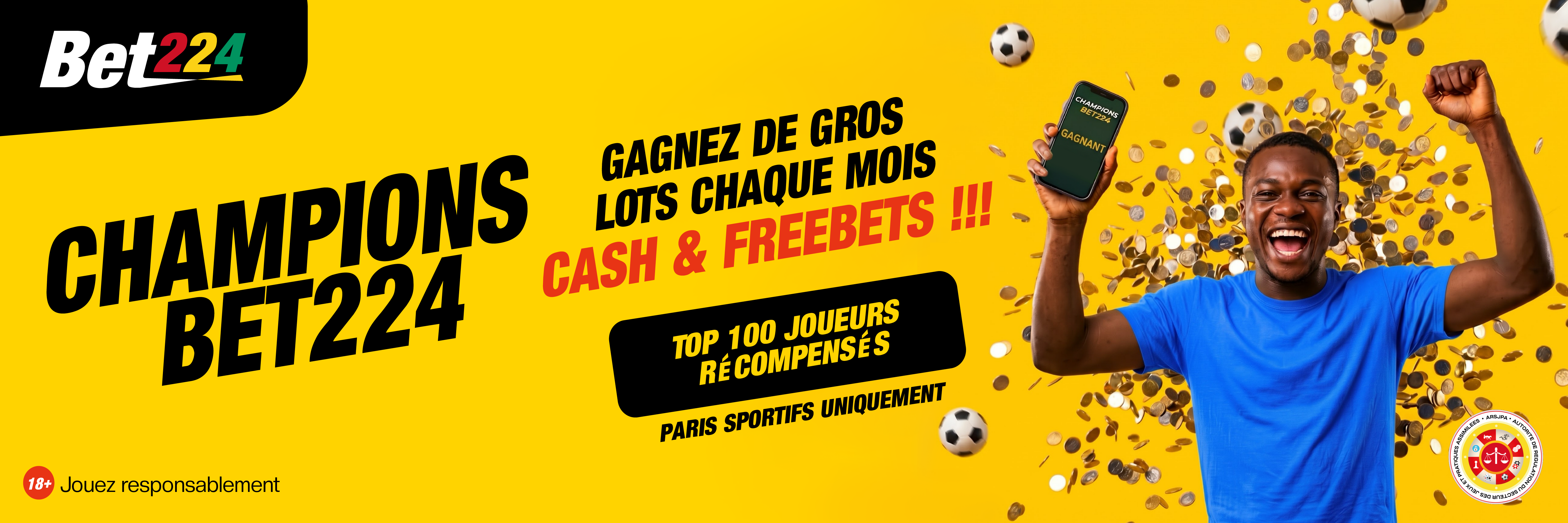 TOP 100 PARIS SPORTIFS BET224 &mdash; tournoi mensuel, 14 000 000 GNF de prix